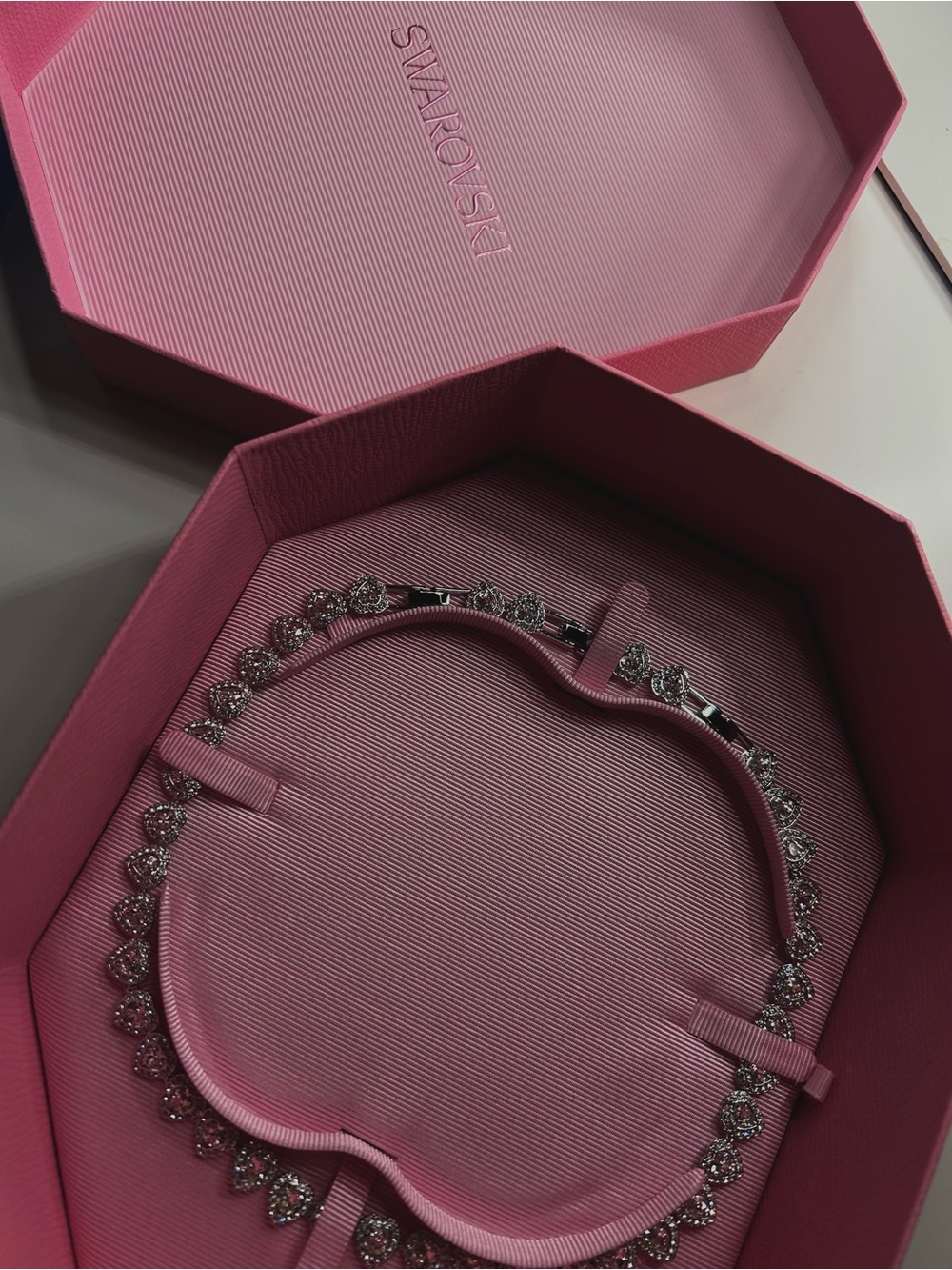 Swarovski Pink Crystal Halo Necklace with Silver Accents